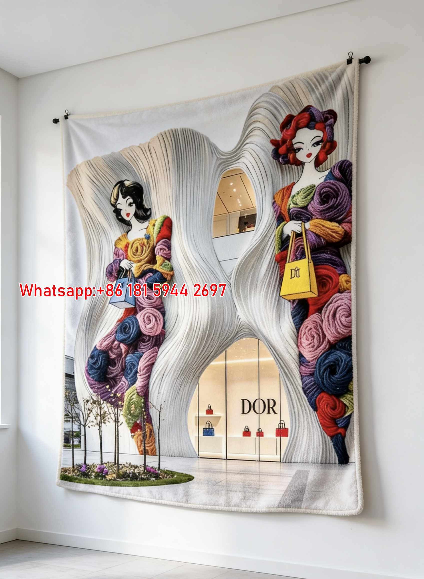 Dior Yarn Doll Storefront Art Flannel Throw Blanket Sofa Cover Blanket D402